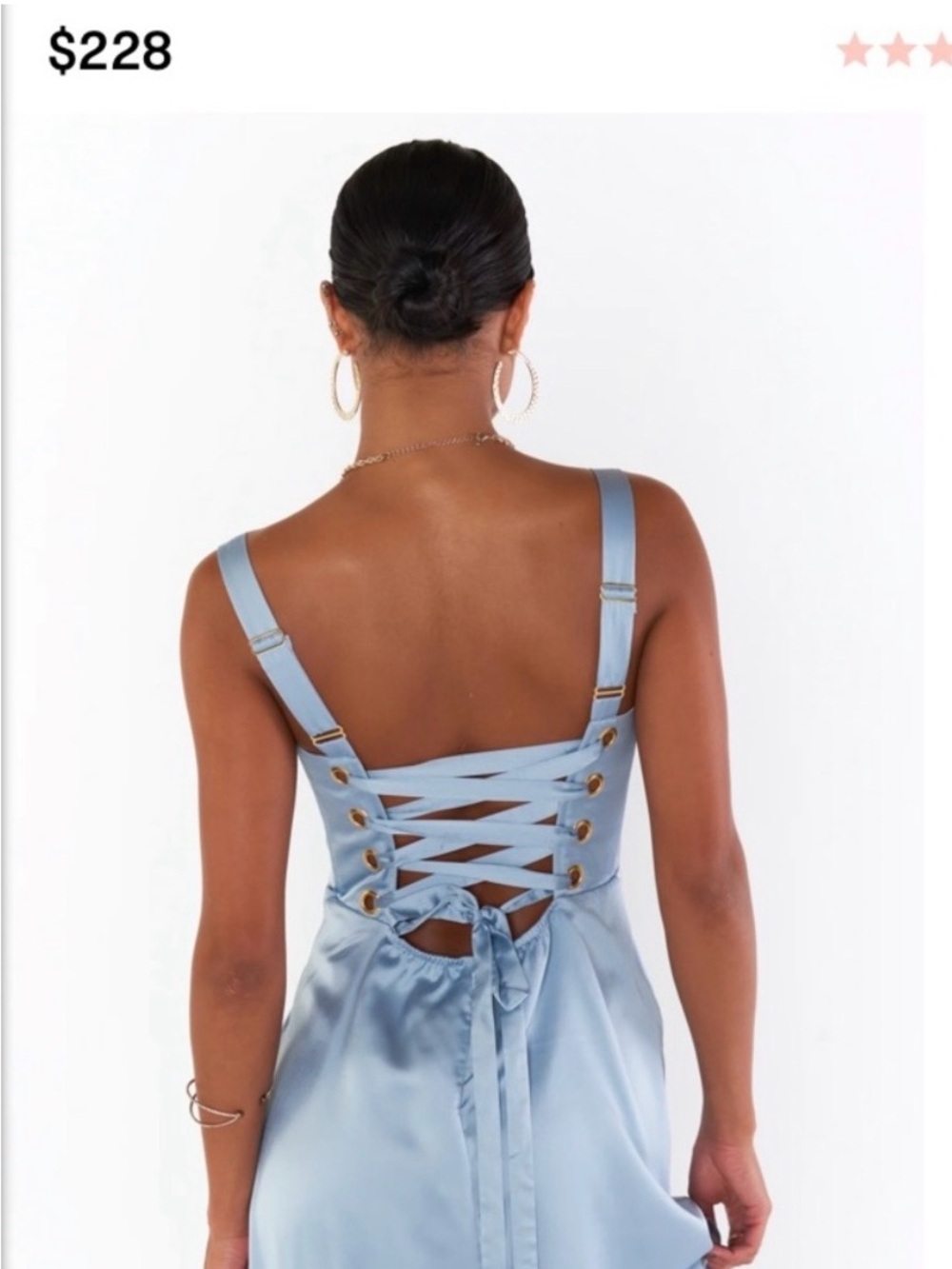 Show Me Your MuMu Powder Blue Square Neck Maxi Dress with Corset Back Thigh Slit